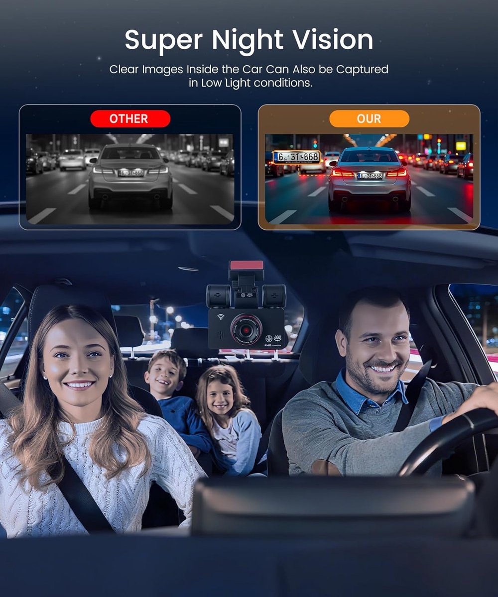 4-kanaals Dashcam - Auto Camera - Veilig Rijden - 360 Graden Opname - 2K 1080P - Zwart – foto 5