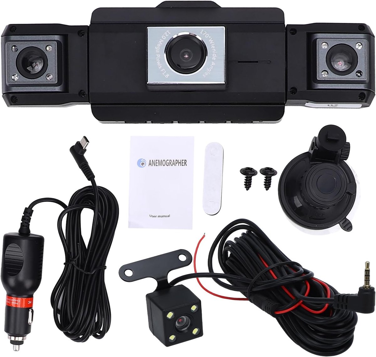 Auto Dashcam - 4 Kanaals Camera - Veilig Rijden - 360 Graden Zicht - 3 Inch Scherm - Zwart – foto 7