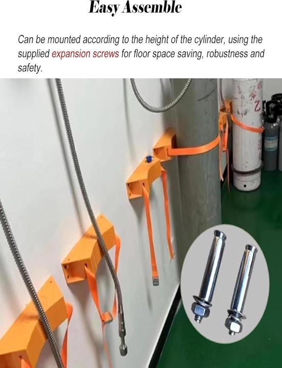 Fleshouder Wandmontage - Cilinder Bevestiging - Flessen Veilig Houden - Gebogen Groef Ontwerp - 8-40 Liter Flessen - Zwart — afbeelding 5