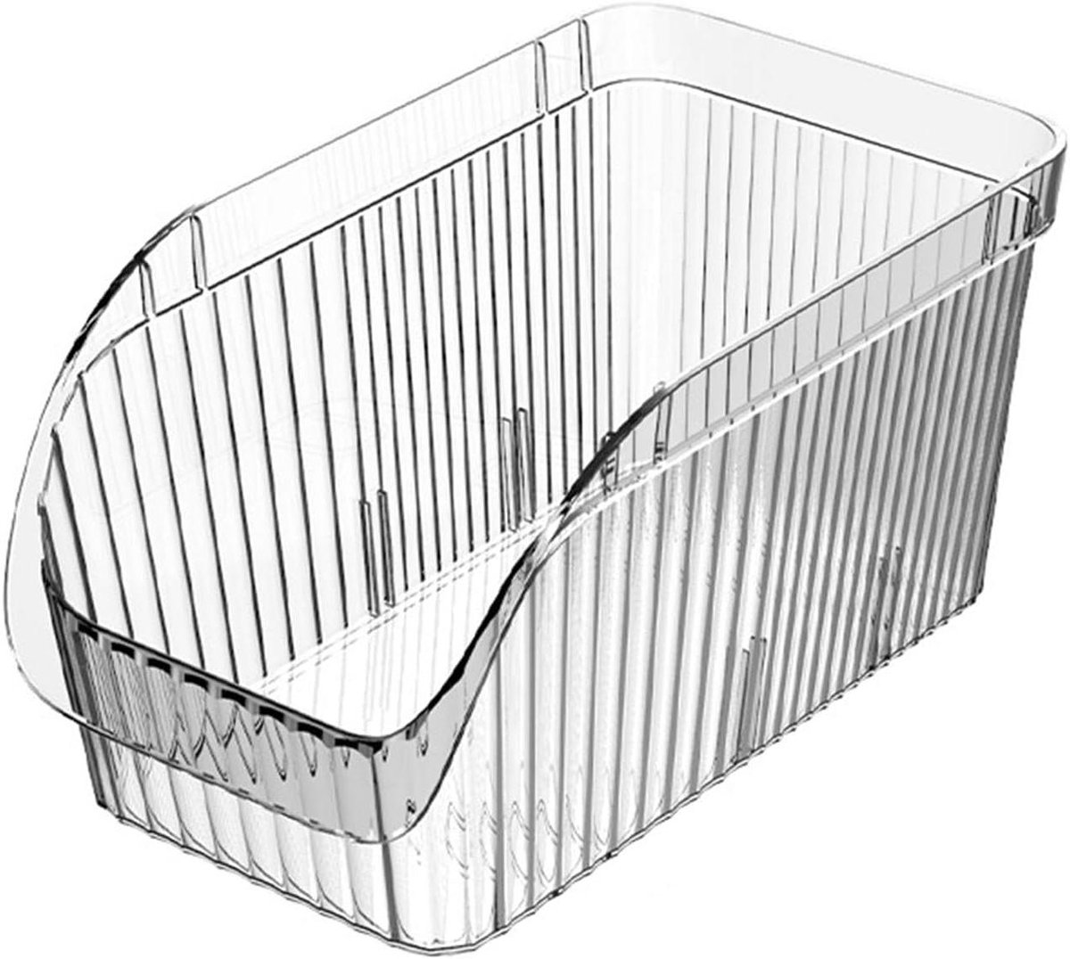 Koelkast Lades - Opbergbakken Stapelbaar - Keuken Organiseren - Grote U-vormige Opening - 13x14x13 cm - Transparant