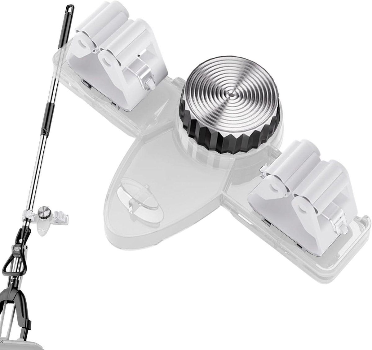 Dweilhanger Zuignap - Bezemhouder Wand - Ruimte Besparen - Verstelbare Hoek - 18 cm Breed - Wit