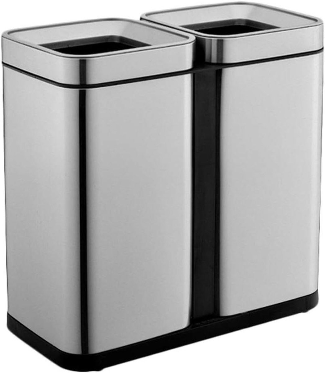 Lobby prullenbak - Afvalbak RVS - Openbare ruimtes - Met binnnenemmer - 40L - Zilver