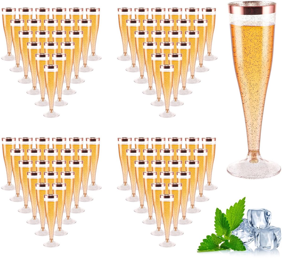 Dailygoods - 100 Stuks Herbruikbare Plastic Champagneglazen