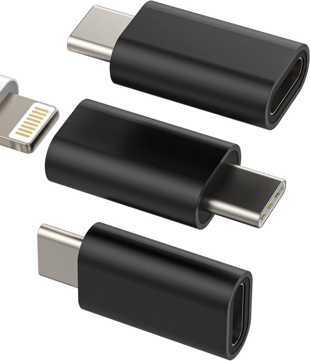 Dailygoods - Lightning naar USB C Adapter (3 stuks) voor Opladen