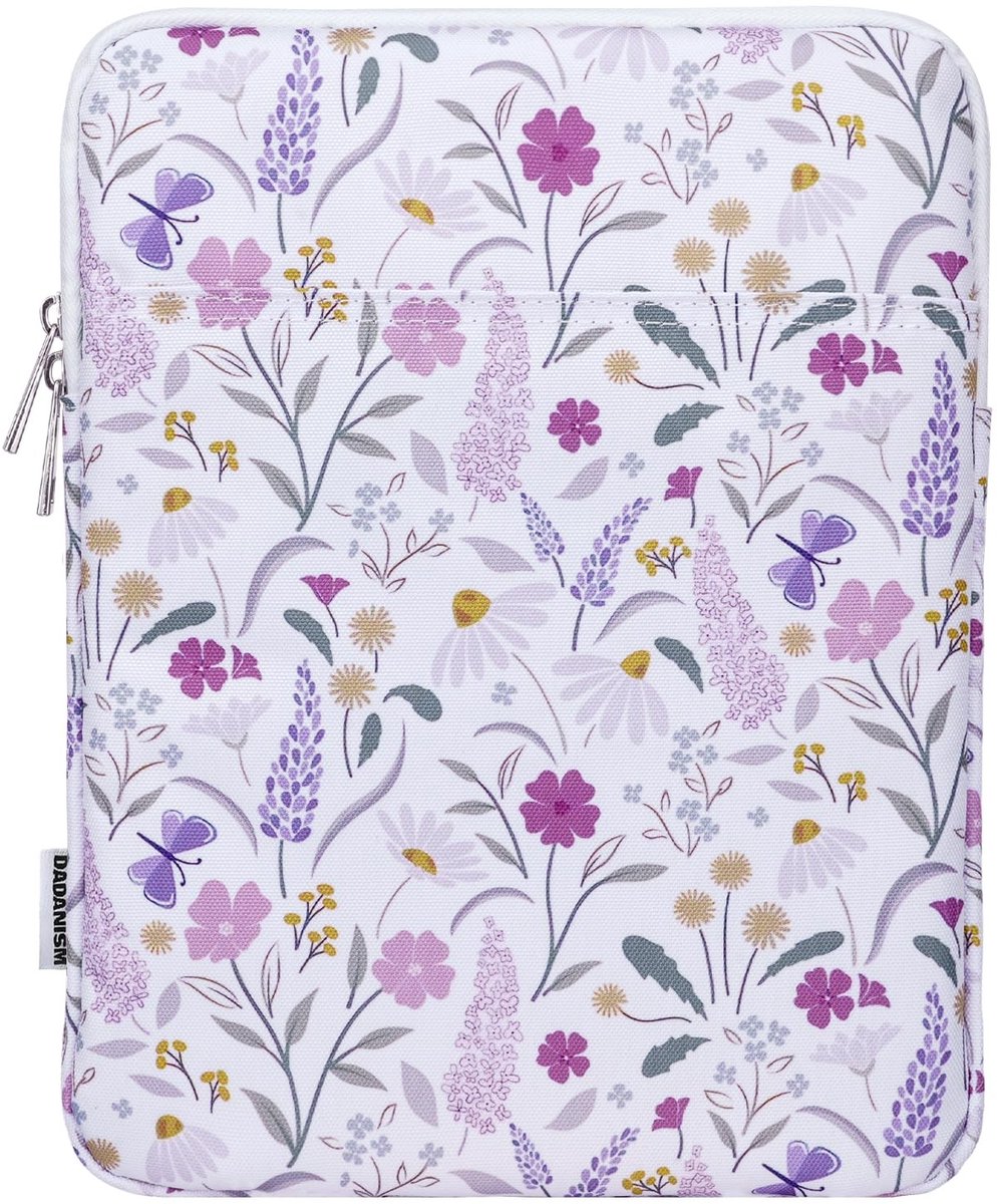 Dailygoods - Premium Tablethoes Draagtas voor iPad en Galaxy Tab, Bloemig Paars
