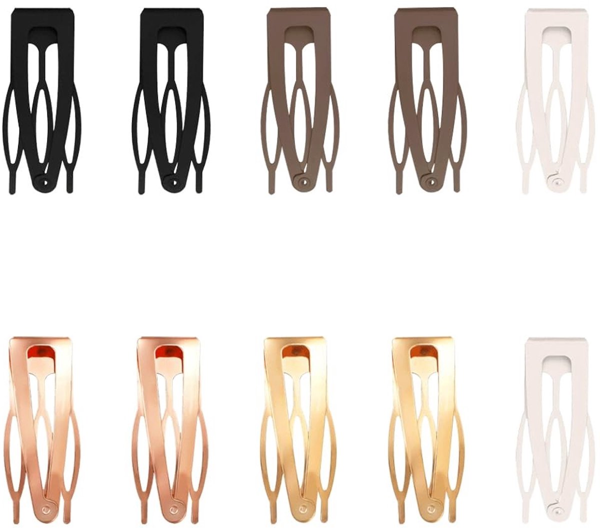 Dailygoods - Set van 10 Dubbele Grip Haarspeldjes in 5 Kleuren
