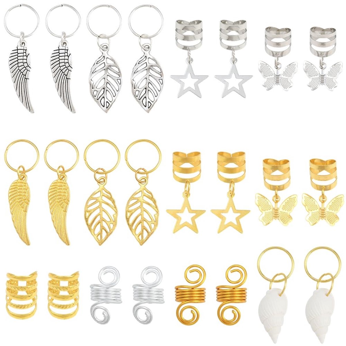 Dailygoods - 120 Stuks Haar Vlecht Clips in Diverse Stijlen en Kleuren