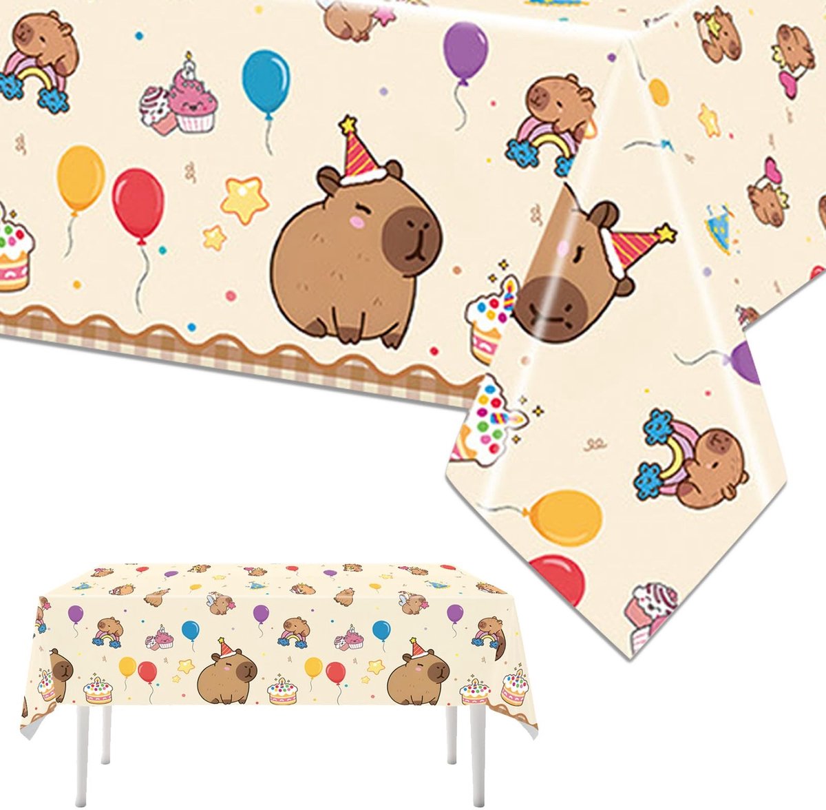 Dailygoods - 2 Stuks Capybara Wegwerptafelkleed voor Feesten, 108 x 180 cm