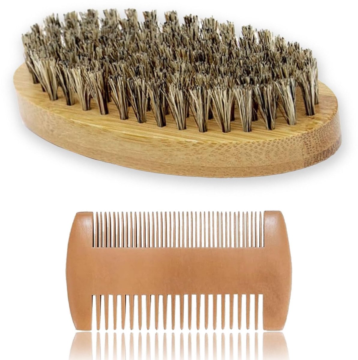 Dailygoods - Natuurlijke Bamboe Baardborstel en Kam Set voor Verzorging