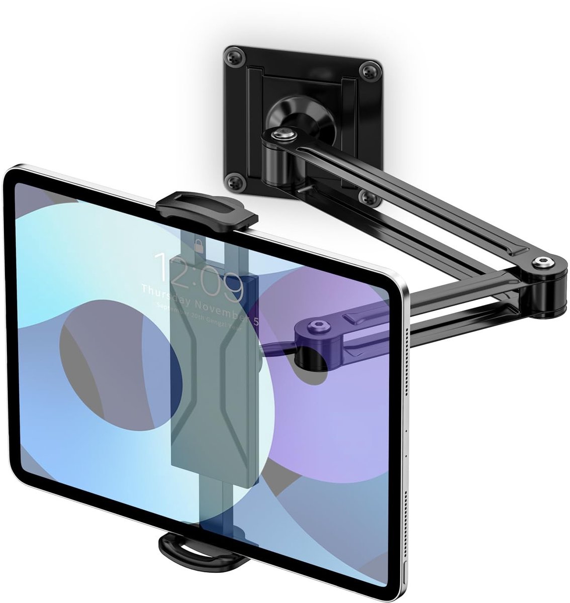 Dailygoods - Universele Tablethouder voor Wandmontage, Verstelbaar en Opvouwbaar
