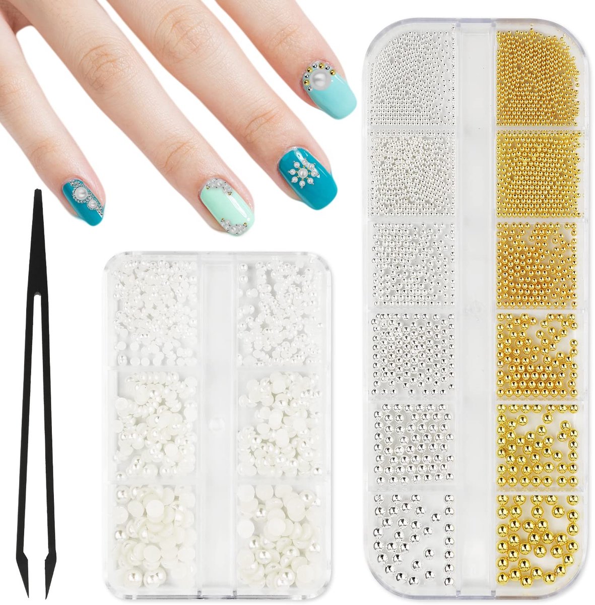 Dailygoods - 2 Dozen Halfronde Nagel Parels voor Nagelkunst