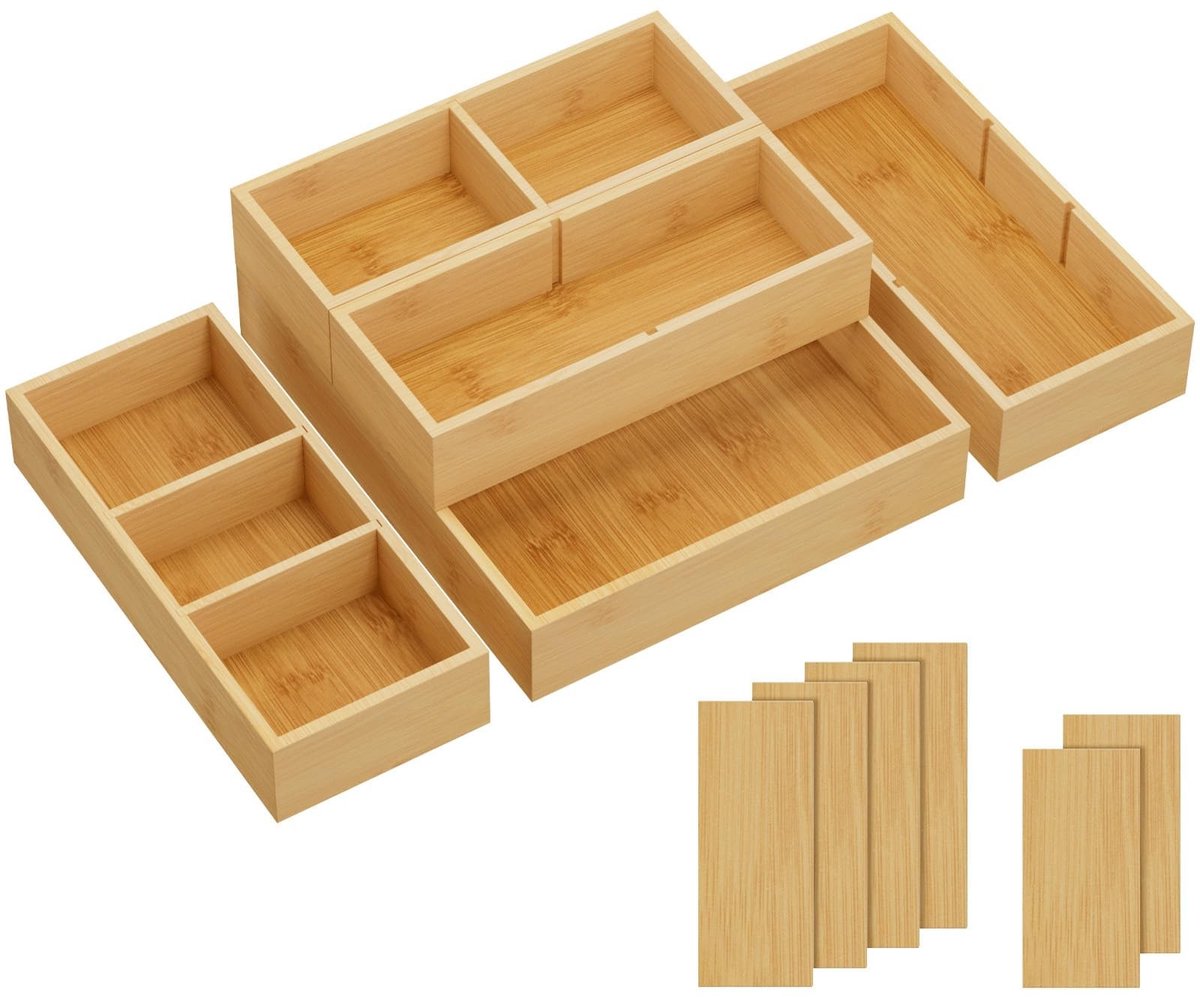Dailygoods - 5-Delige Set Bamboe Lade-Organizers met 11 Fächern
