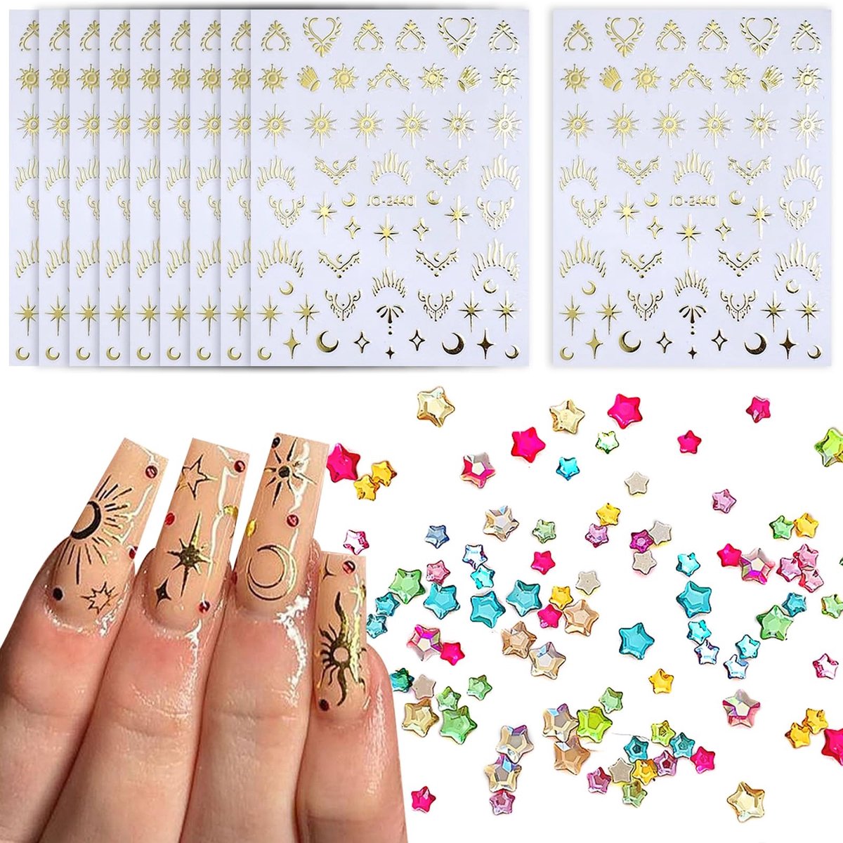Dailygoods - Zelfklevende Nagelstickers Set met Sterren en Maan