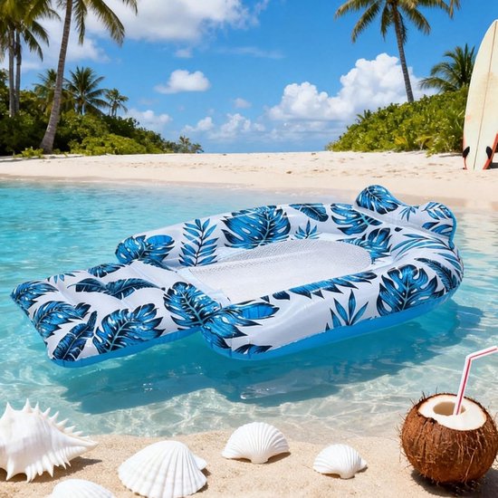 Zwembad Float - Opblaasmatras - Ontspannen Zomer - Tropisch Bladpatroon - 123x77x27 cm - Groen — afbeelding 2