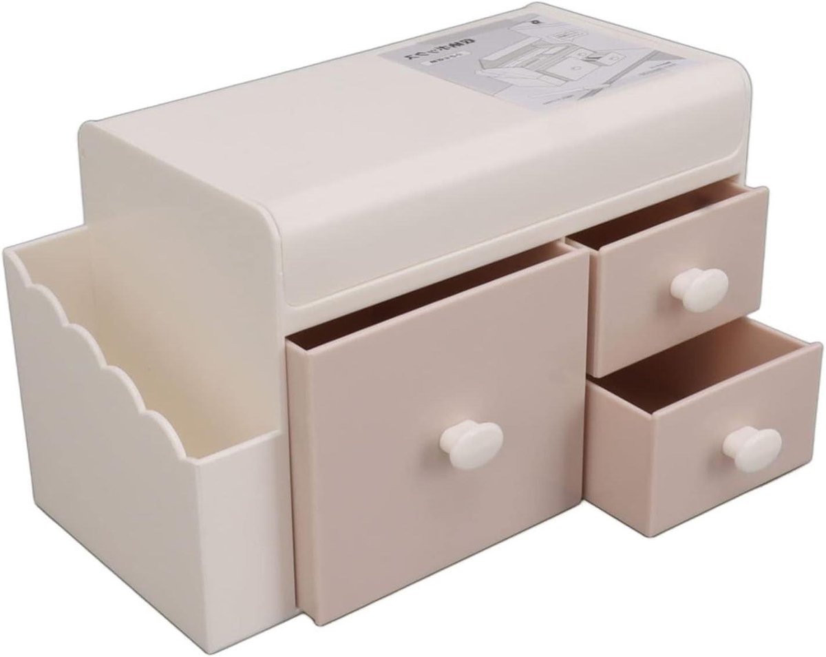 Sieraad Opbergdoos - Bureau Organizer - Sieraden Opbergen - Met 3 Laden - 18.6 cm - Roze