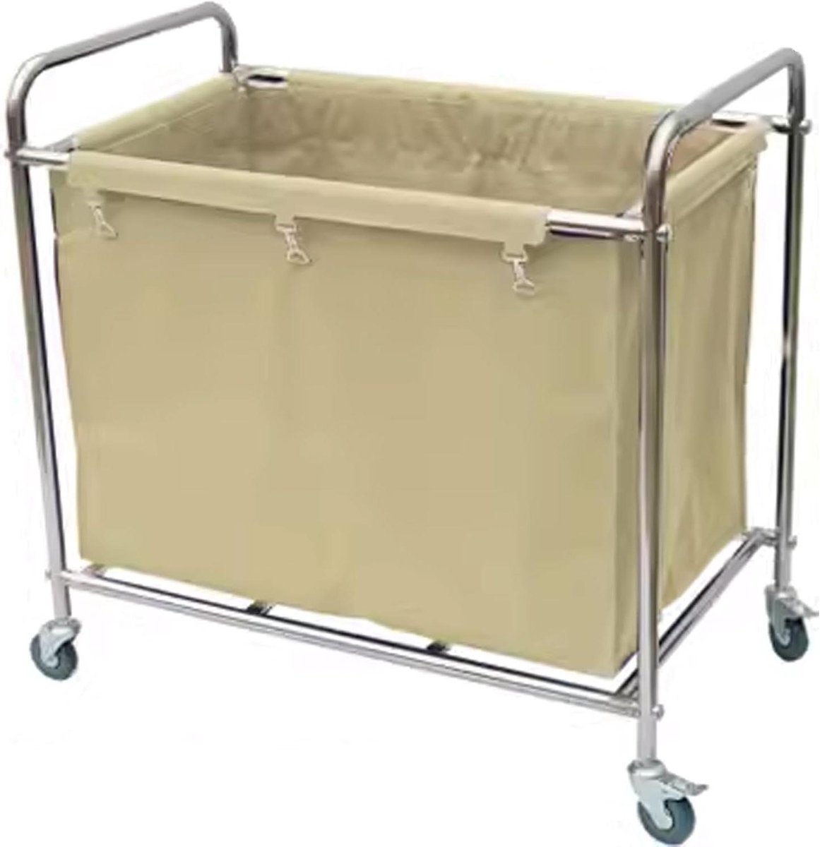 Wasmand op wielen - Kledingkar - Kleding sorteren - Verwijderbare tas - 90x56x90CM - Beige