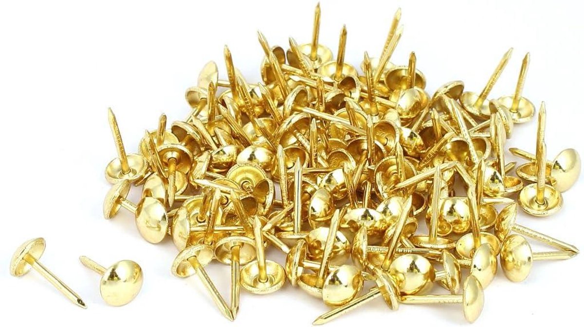 Aexit Meubelstoffering Thumb Tack Nail Push Pin Goudkleur 8mm x 15mm 120st