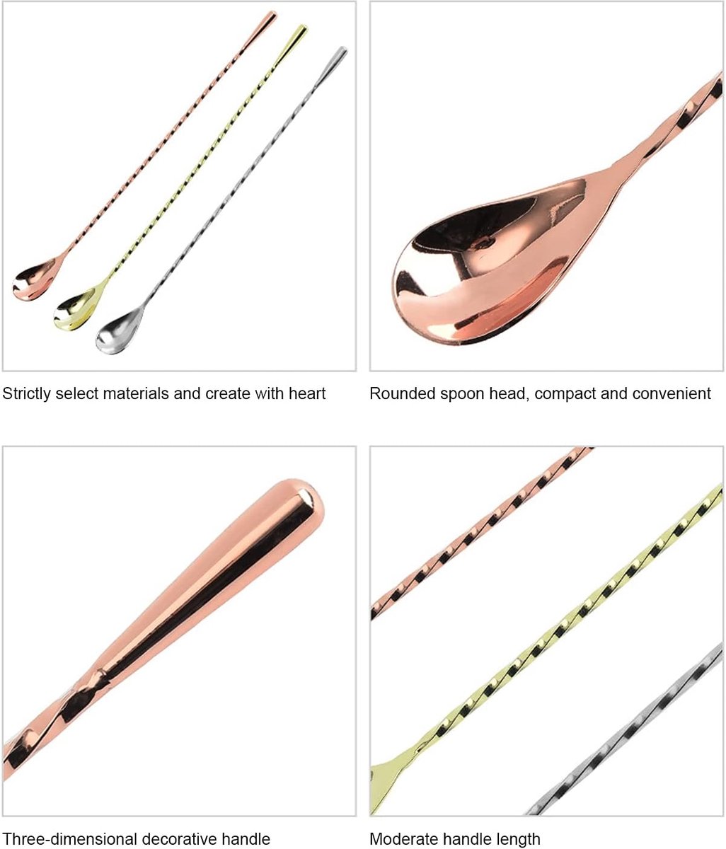 Roerlepel - Cocktail lepel - Drankjes mengen - Lang spiraal handvat - 29.8 cm - Zilver