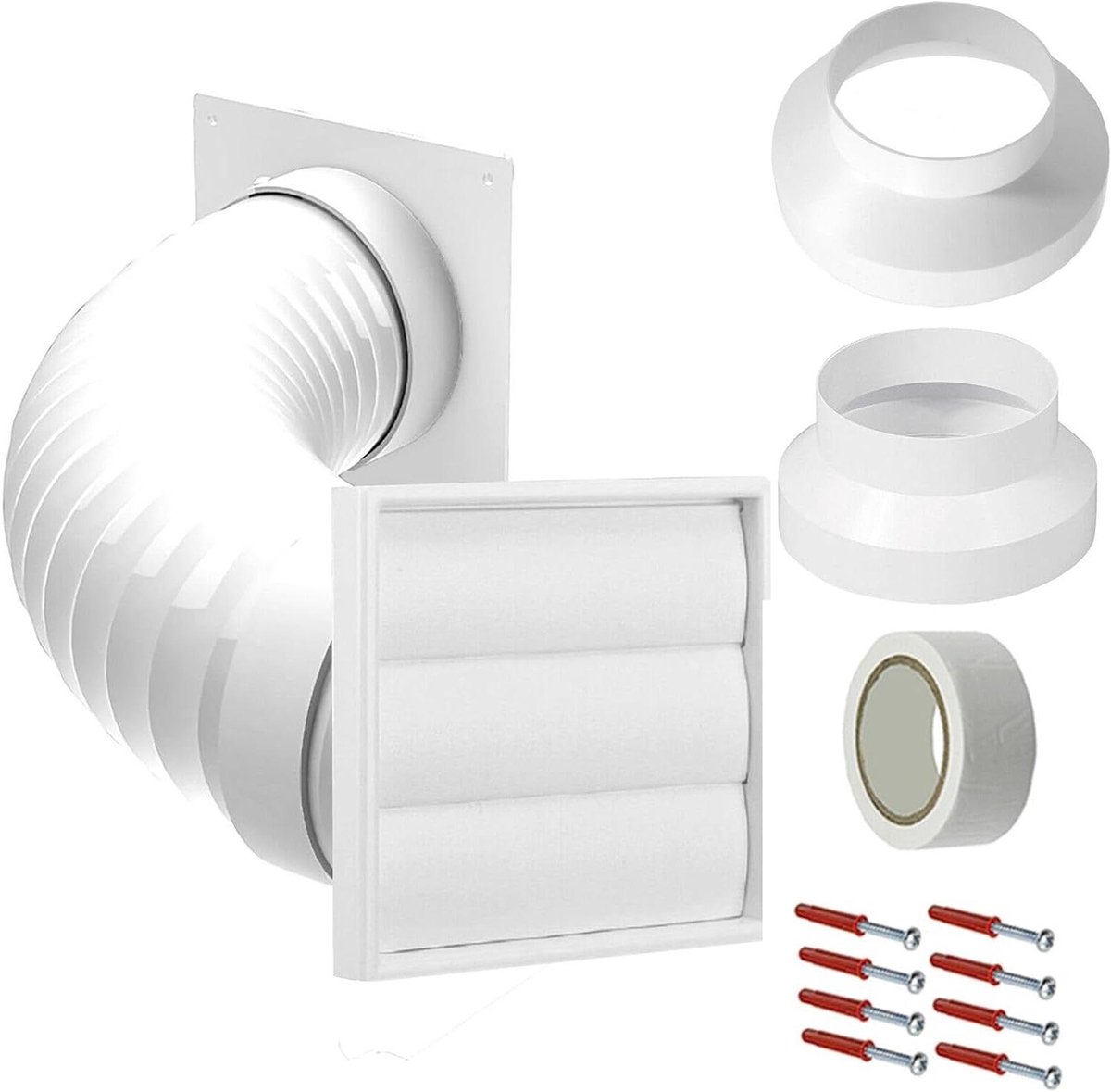 Ventilatie Kit - Afvoerslang Set - Airco Afvoer - Universele Reducers - 4 5 6 Inch - Wit