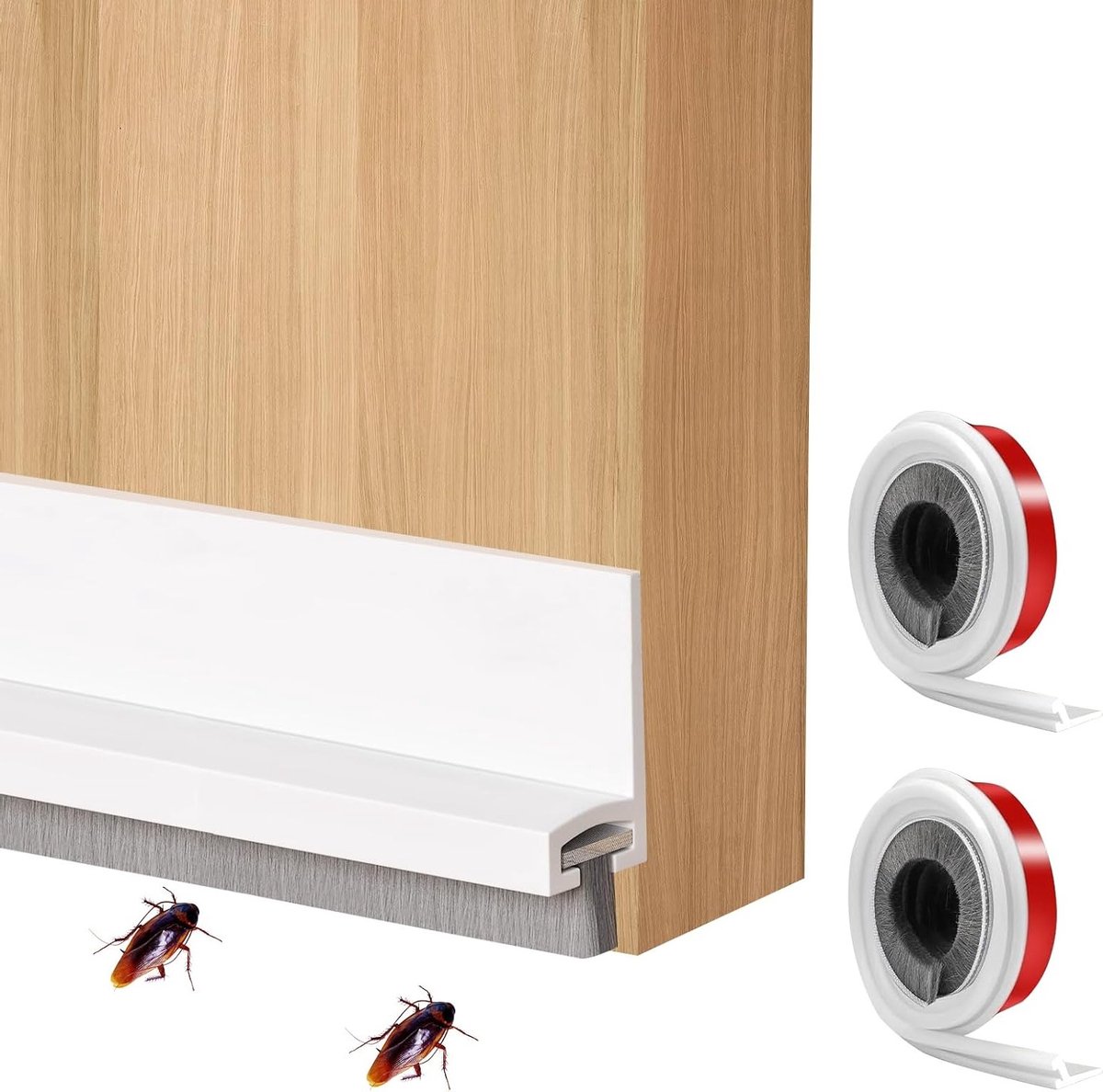 Set van 2 Zelfklevende Borstelafdichtingen, 3 x 100 cm, Aanpasbaar voor Deur, Bescherming tegen Koude en Insecten, Winddichte Deurstopper en Tochtstrip