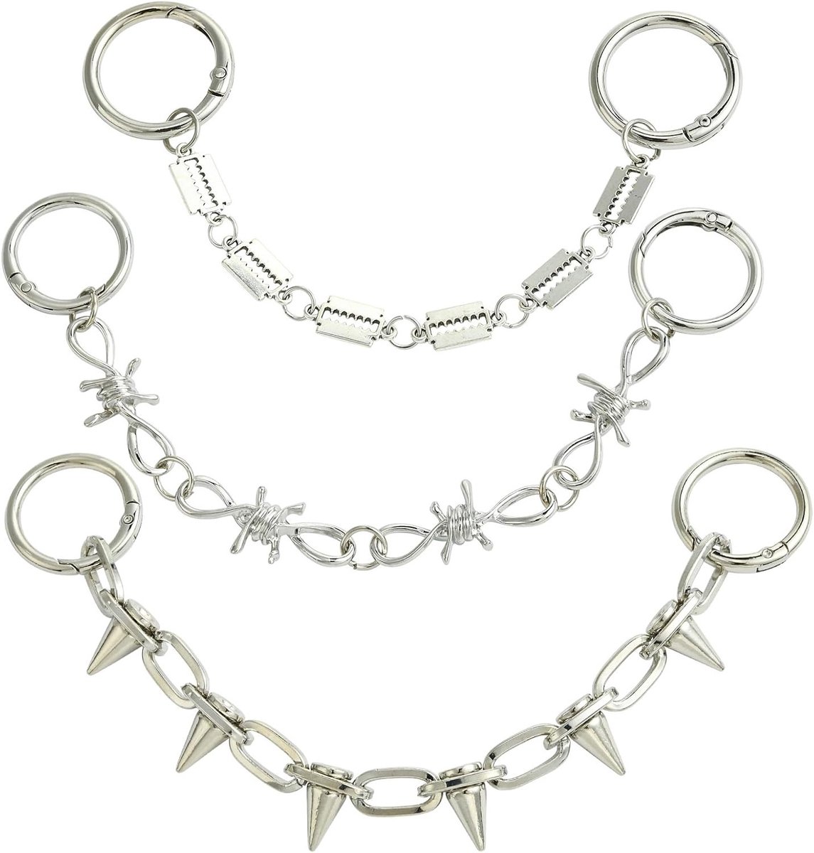 Punk Schoenkettingen Set van 6 - Hip Hop Schoenveters, Zilveren Decoraties voor Feestjes, Boots, Sandalen en Handtassen