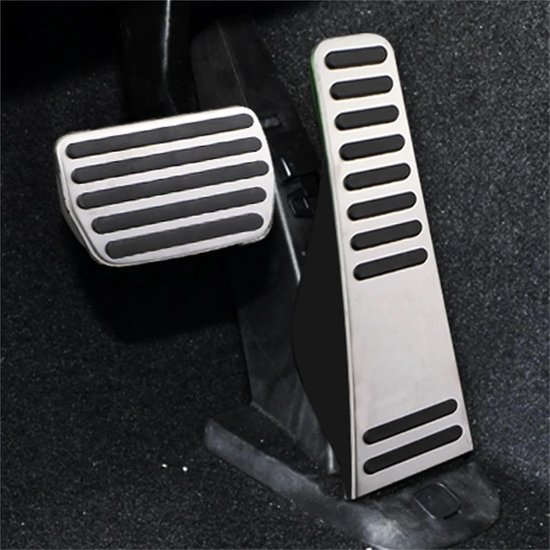 Pedaalbekleding Auto - Rem Gas - Interieur Opfrissen - Antislip Ontwerp - 3 Stuks - Zilver — afbeelding 3