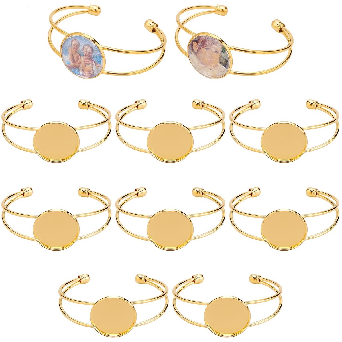 Dailygoods - 10 Stuks Verstelbare Messing Armband met Cabochon Bezel Tray