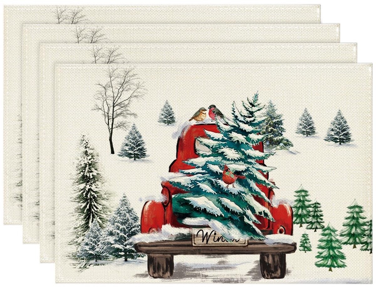 Dailygoods - Set van 4 Wasbare Kerst Placemats 30 x 45 cm