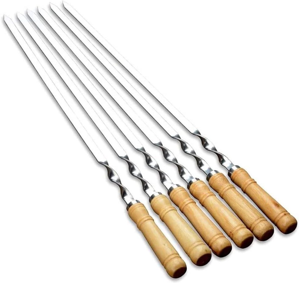 Kebab Spiesjes - BBQ Spiesen - Buiten Koken - Hittebestendig Handvat - 6 Stuks - Zilver