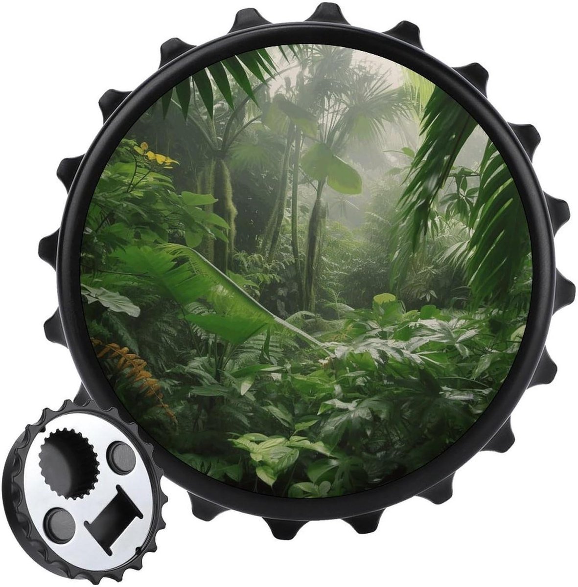 Veelzijdige flesopener en onderzettermagneet, tropische regenwoudprint compacte flesopener keuken koelkast decor & bieropener cadeau voor bierliefhebbers