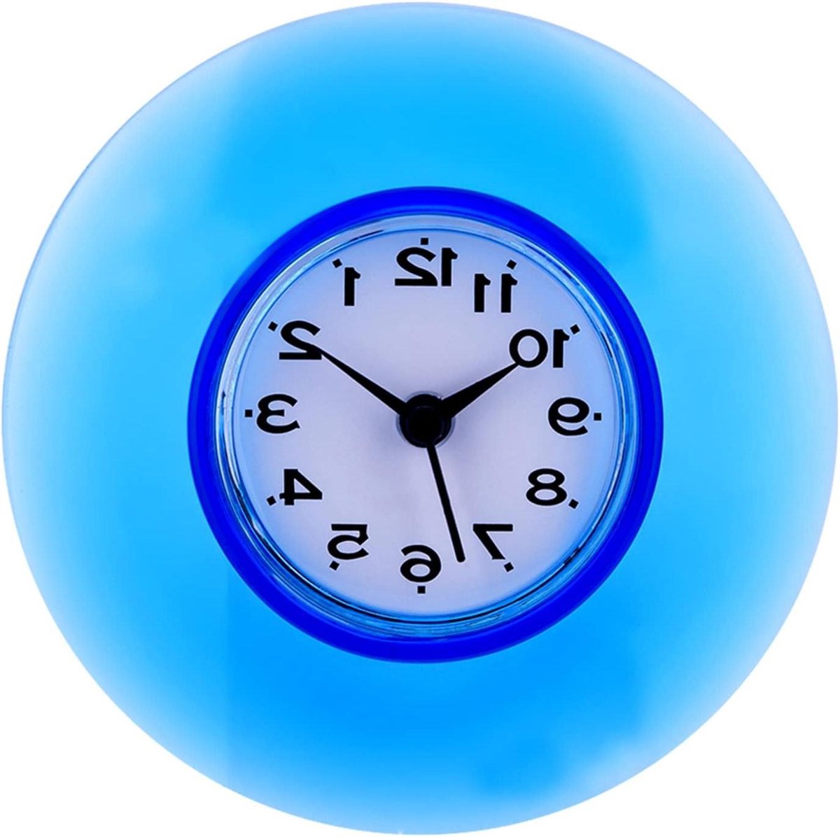 Wandklok Plastic - Mini Klok - Tijd Bijhouden - Sterke Zuignap - 8.6cm Diameter - Blauw