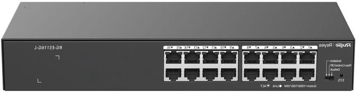 Netwerk Switch - Desktop Switch - Netwerk Uitbreiding - 16 Gigabit Poorten - Enrackable - Metaal