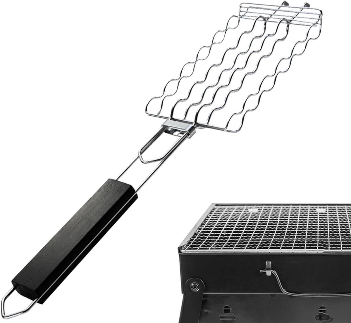 Grillmandje - Barbecue Mandje - Buiten Koken - RVS Plating - 25.5 x 12 x 3 cm - Zilver