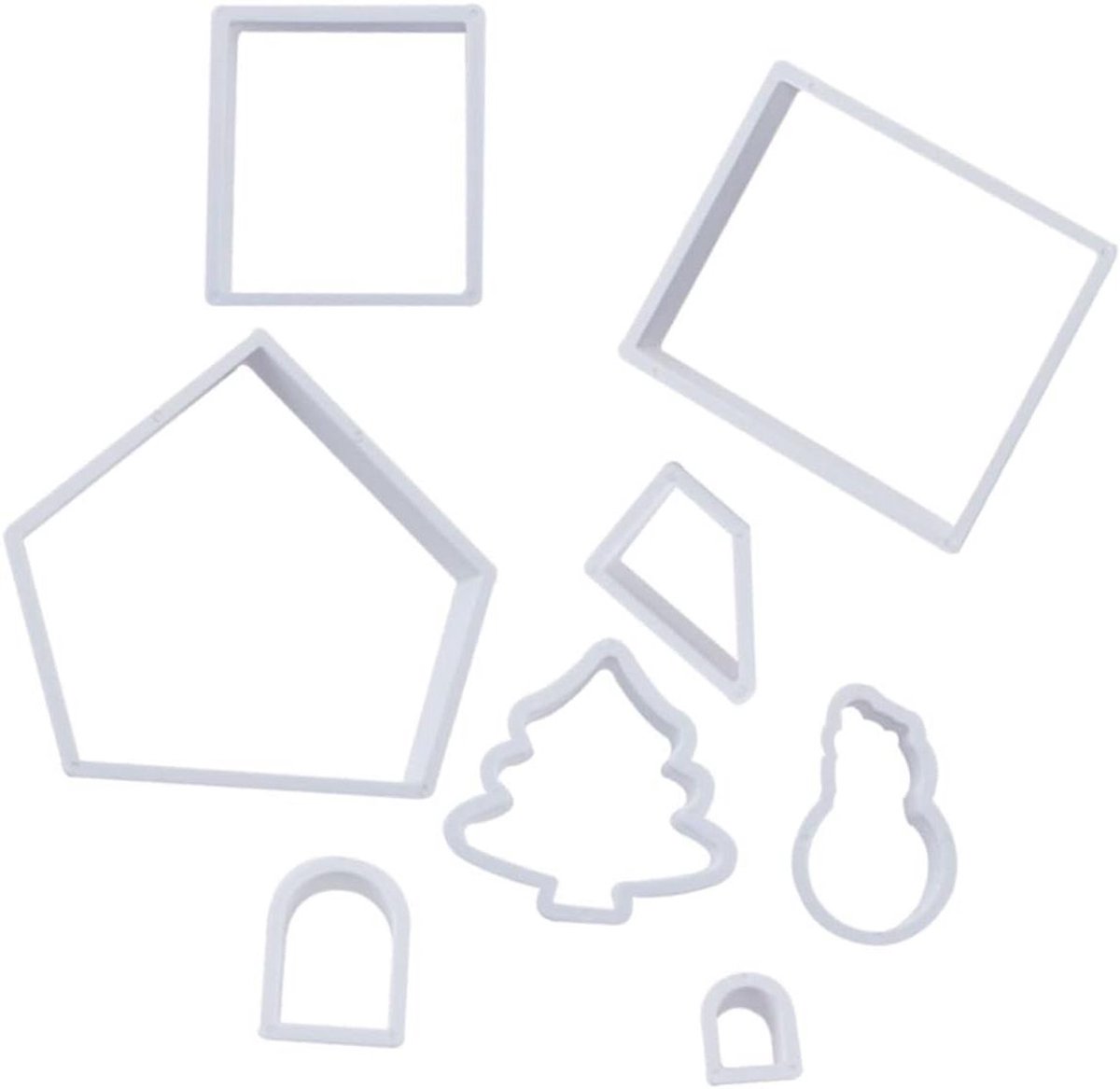 Koekjesvormen Kersthuis - Bakvormpjes Set - Koekjes Bakken - Plastic Materiaal - 8 Stuks - Wit