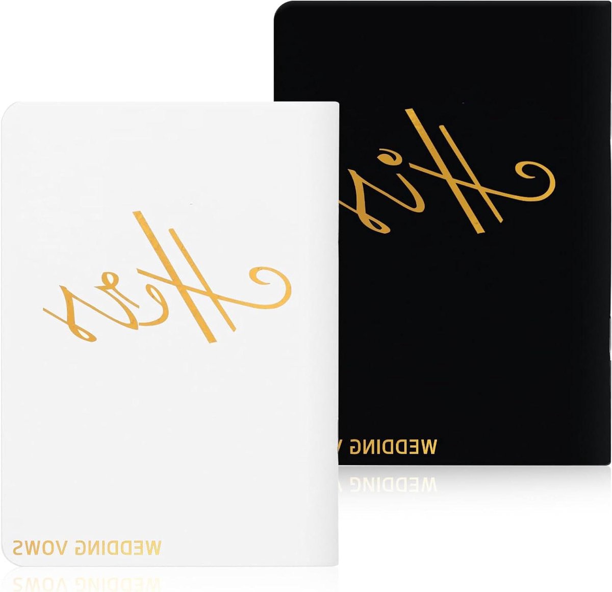 Gelofte Boeken - Trouwbeloften Set - Bruiloft Herinnering - Goudkleurige Belettering - 2 Stuks - Zwart Wit