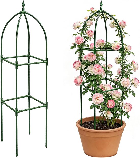 Plantenstandaard Obelisk - Klimplantsteun Verticale - Verticale Tuinieren - In Hoogte Verstelbaar - 130 cm - Groen
