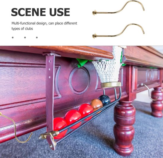 Pool Rack Haken - Snooker Haak - Tafel Accessoires - Eenvoudige Installatie - 2 Stuks - Goud — afbeelding 4