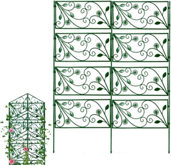 Klimplantsteun Opvouwbaar - Tuinrozensteun Rooster - Planten Ondersteunen - Modulair Ontwerp - 120x74 cm - Groen