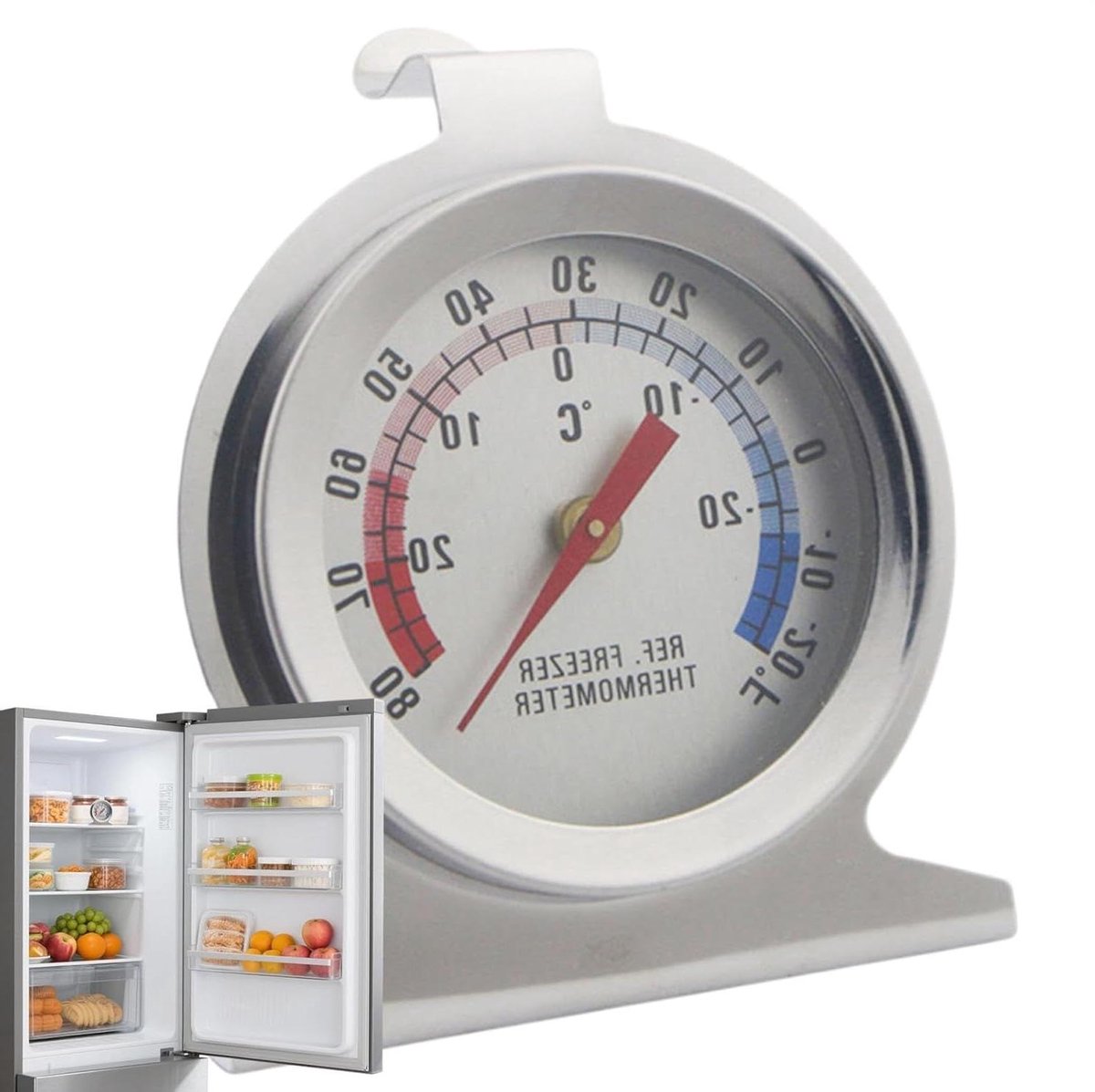 Koelkast Temperatuurmeter - Analoge Monitor - Voedsel Bewaren - Roestbestendige Behuizing - 7.2 Centimeter - Stijl 2