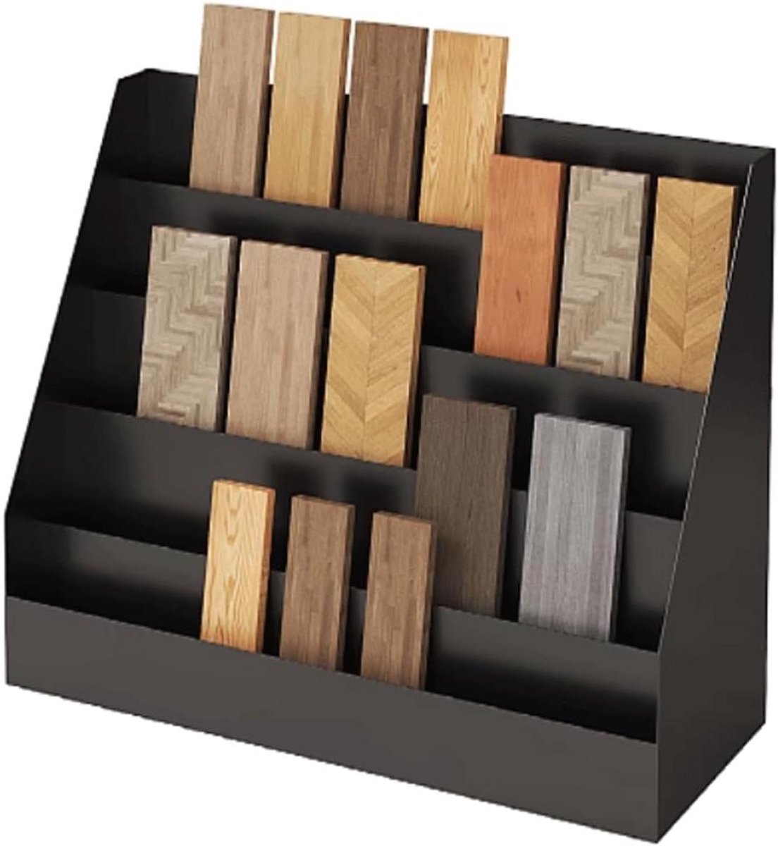 Wooden Floor Tiles Sample Stand with 5 Levels, Metal Plate Display Holder for Storage Ceramic Tiles on Foot for Swing