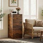 Afsluitbare archiefkast - bureaukast met 3 lades - houten ladeblok & printerstandaard - kast voor hangmappen (A4/Letter/Legal) - multifunctionele kast - met kantelbeveiliging - bruin