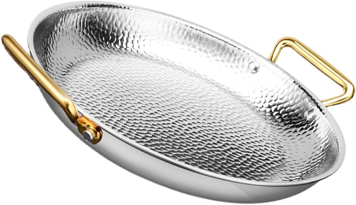Spaanse pan - Paella pan - Gerechten bereiden - Drielaags staal - 36 cm - Zilver