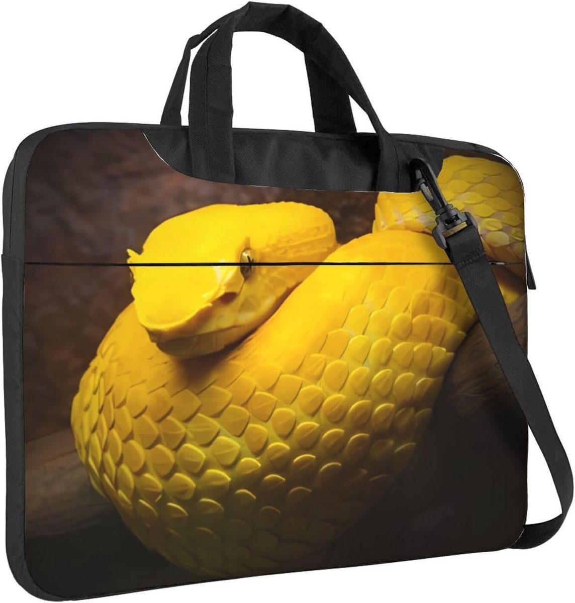 Laptop Tas - Computerhoes Schoudertas - Zakelijk Vervoer - Grote Capaciteit - 356 cm - Geel Slangprint