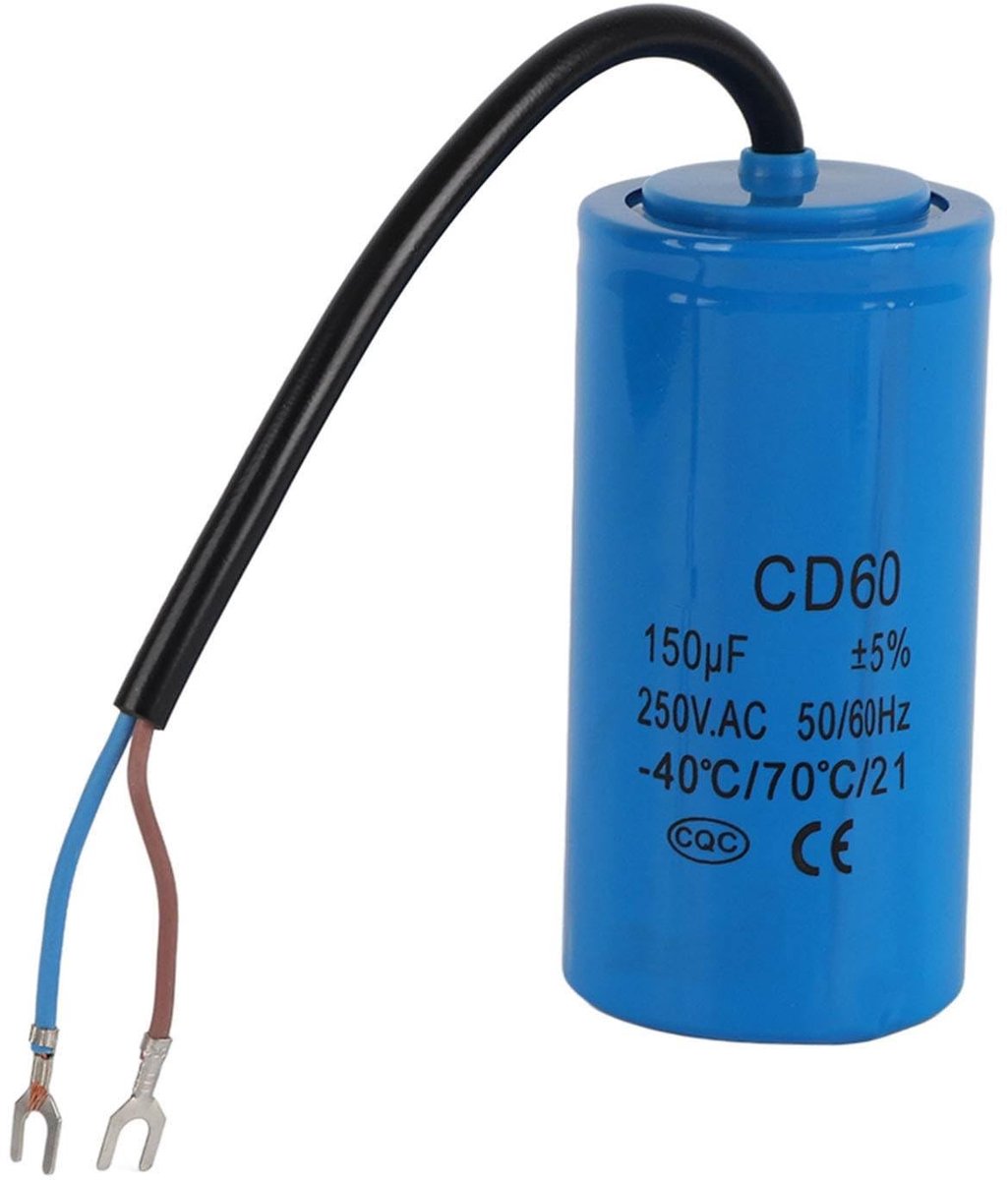 Cosensi - Dailygoody - Startcapacitor - 150 Microfarad - Cylindrische vorm - Duurzaam en veilig - Geschikt voor motoren en compressoren - 250 Volt AC
