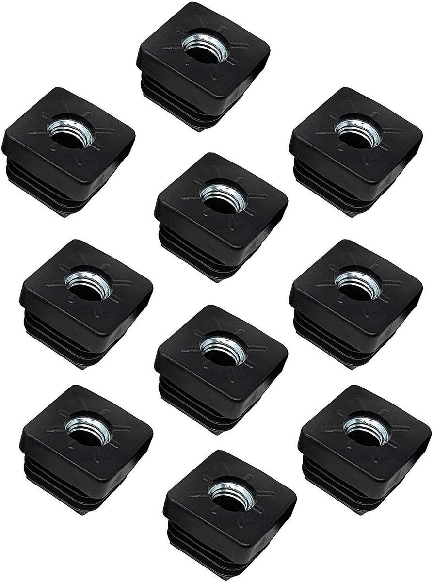 Cosensi - Dailygoody - Threaded plugs - 10x vierkante buisstopper - 30x30mm - Polyethyleen - M10 schroefdraad - Geschikt voor diverse toepassingen - 20mm hoogte