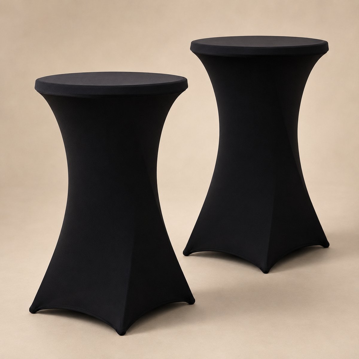 WoonWonder Statafelrok Zwart - 2 stuks - ∅80-85 x 120cm - Statafelhoes - Wasbaar en Elastisch - Zwart