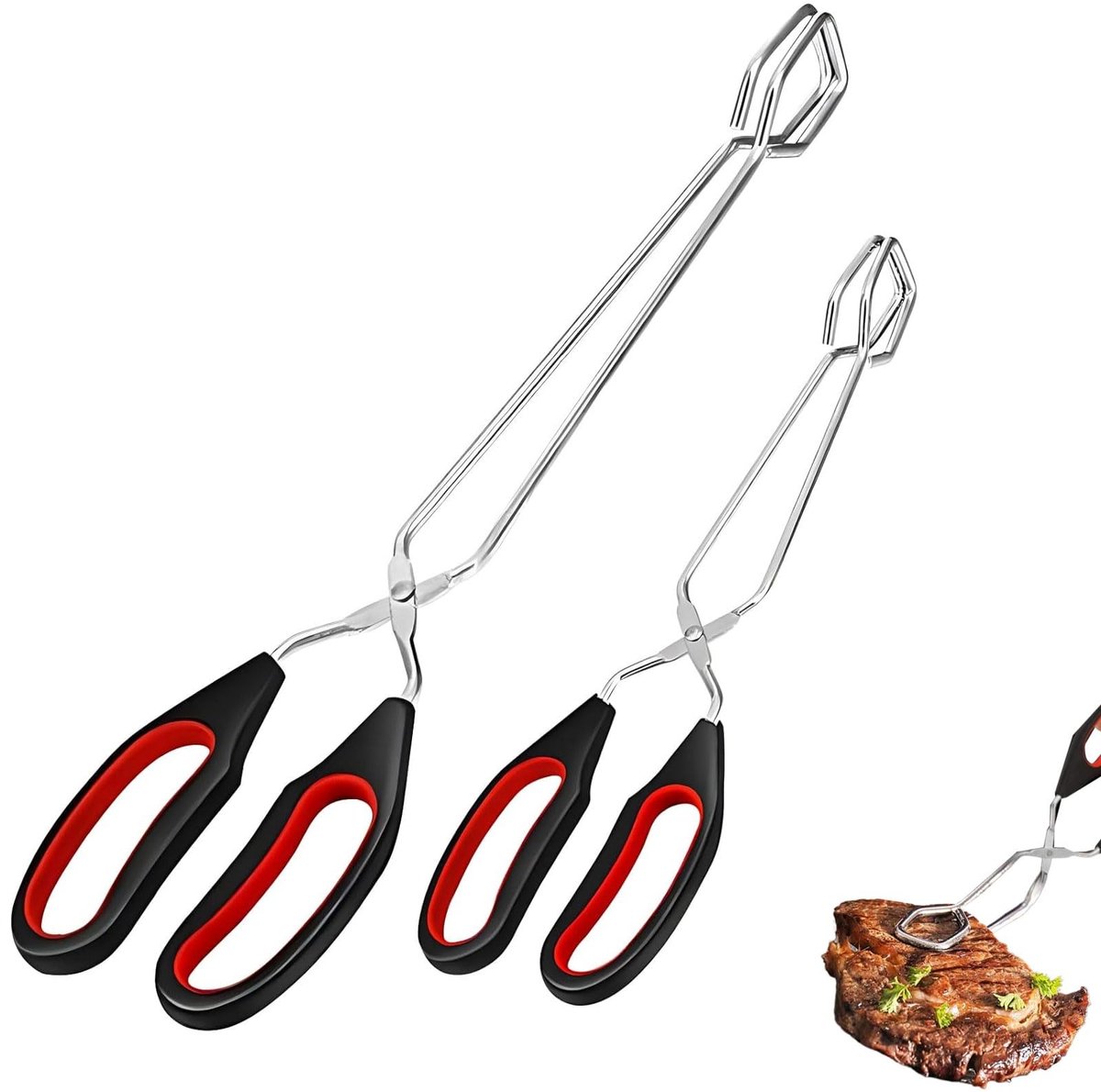 Cosensi - Dailygoods - Set van 2 Roestvrijstalen Barbecuetangen met Antislip Grip