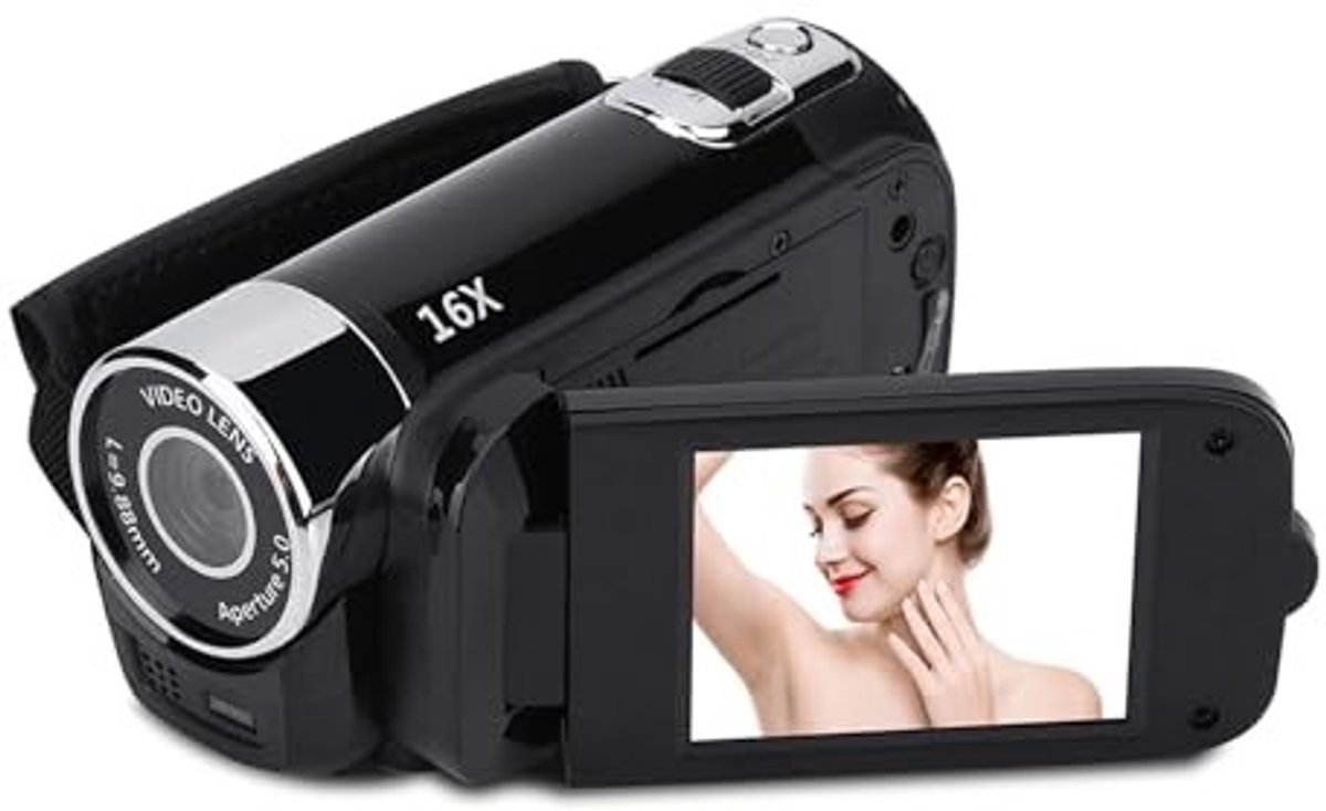 Cosensi - Dailygoods - Dailygoody - Digitale Camcorder - 1080P Video - Draagbaar en Rotatie - Zwart - 16x Digitale Zoom - Geschikt voor Thuisgebruik en Reizen