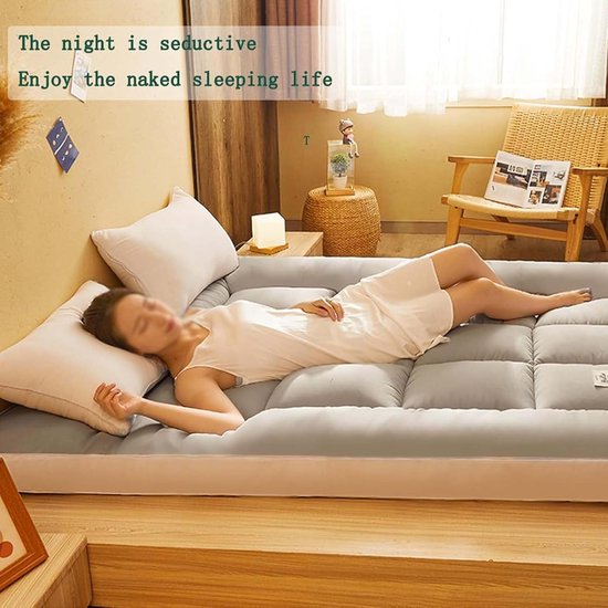 Japanse futonmatras - Oprolbare matras - Comfortabel slapen - Ergonomisch ontwerp - 90 x 200 cm - Blauw — afbeelding 2