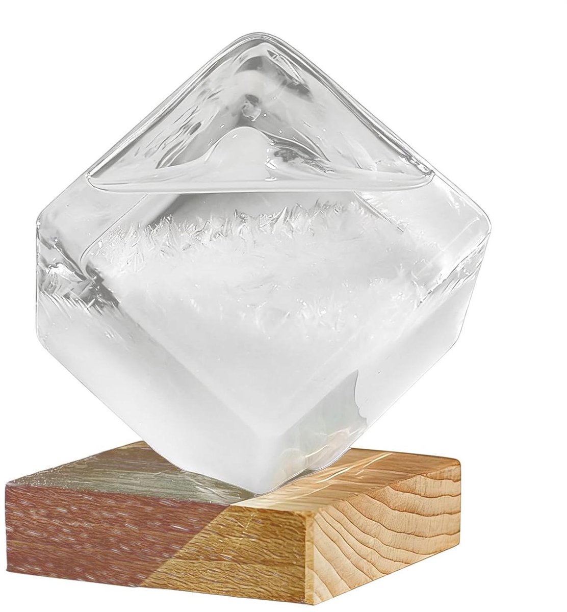 Weersvoorspeller Glas - Stormglas Barometer - Decoratieve Weersvoorspelling - Kubusvormige Barometer - 11 x 11 cm - Wit